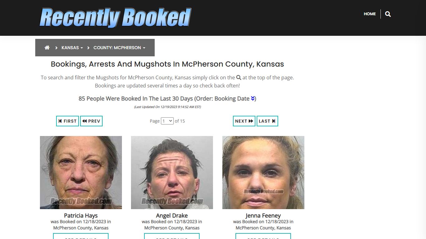 Bookings, Arrests and Mugshots in McPherson County, Kansas